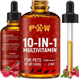 10 In 1 Cat & Dog Multivitamin - Hip & Joint Vitamins For Dogs   Vitamins C, D, B1-12 - Cranberry Supplement For Dogs & Cat Vitamins - Bladder, Kidney, Skin, Joint Support - Glucosamine Dog Supplement