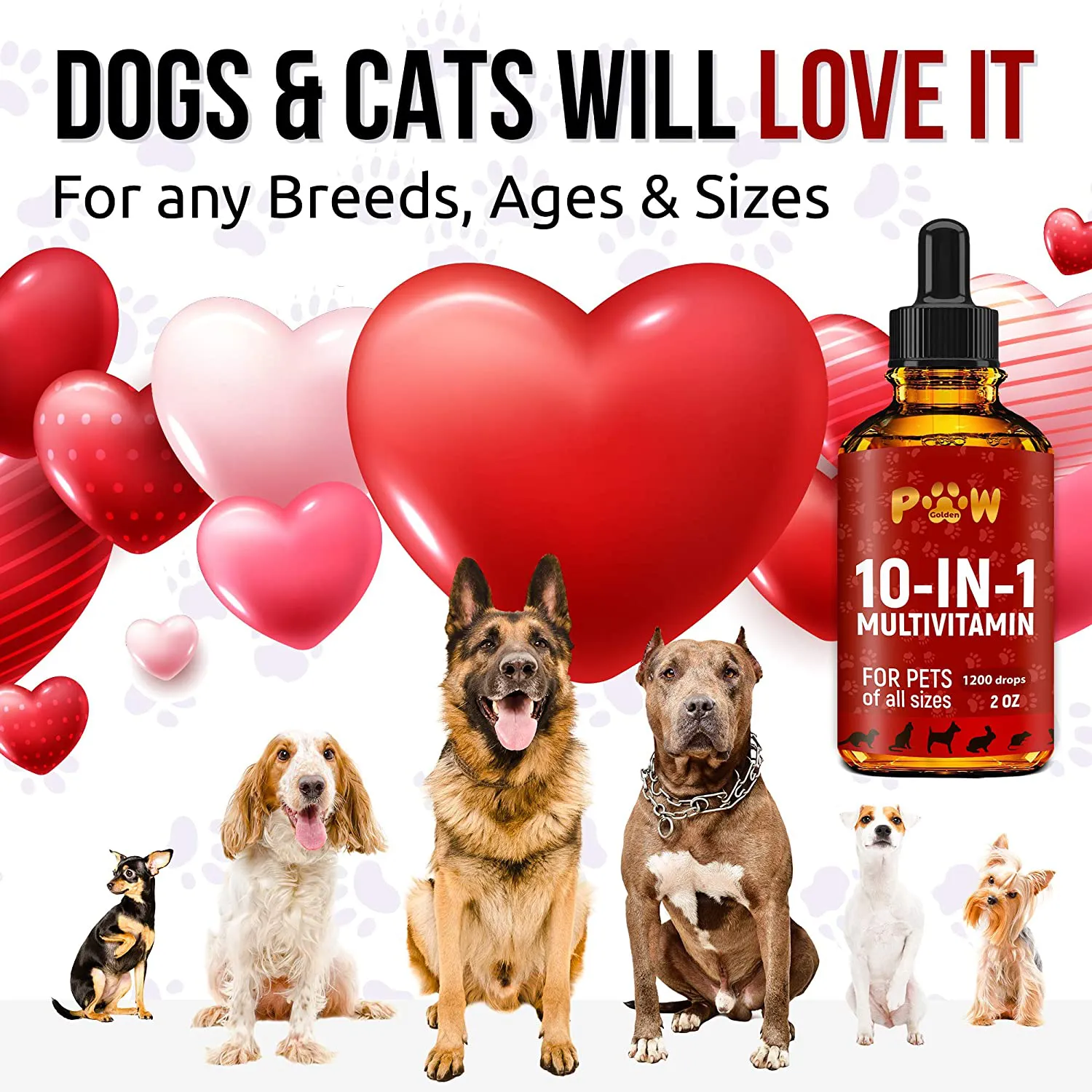 10 In 1 Cat & Dog Multivitamin - Hip & Joint Vitamins For Dogs   Vitamins C, D, B1-12 - Cranberry Supplement For Dogs & Cat Vitamins - Bladder, Kidney, Skin, Joint Support - Glucosamine Dog Supplement