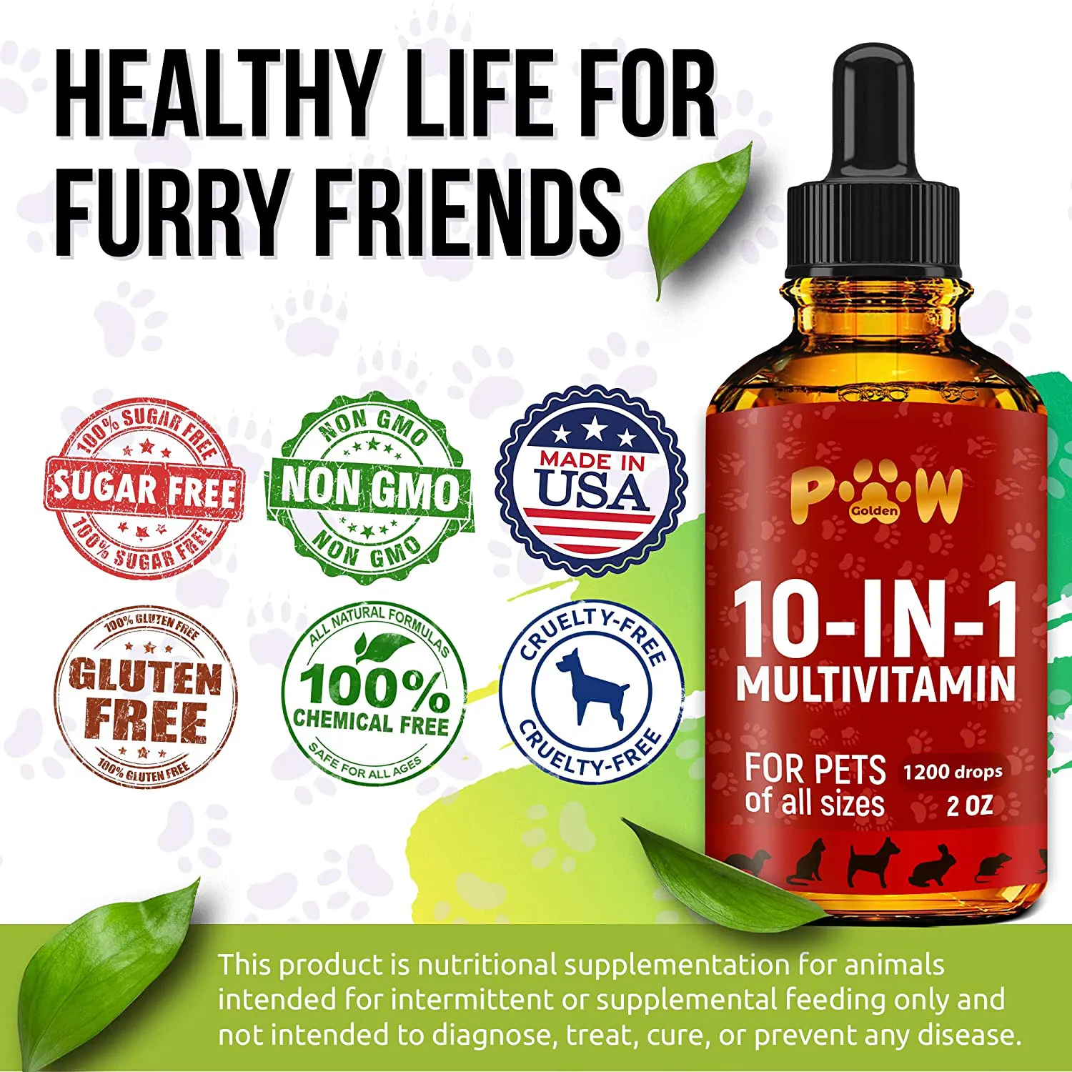 10 In 1 Cat & Dog Multivitamin - Hip & Joint Vitamins For Dogs   Vitamins C, D, B1-12 - Cranberry Supplement For Dogs & Cat Vitamins - Bladder, Kidney, Skin, Joint Support - Glucosamine Dog Supplement