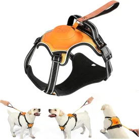 2-in-1 No Pull Dog Harness & Retractable Leash - Large Dog Harness with Auto-Lock, Reflective & Adjustable