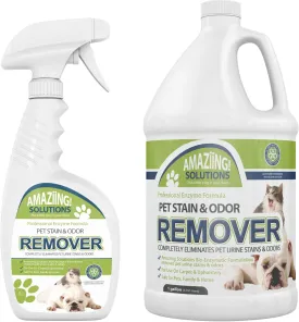 2-Pack Pet Stain and Odor Remover Enzyme Cleaner, Pet Urine Odor Eliminator Spray w/Gallon Refill - All Purpose Cleaner to Eliminate Pet Odor for Carpet and Hardwood Floors