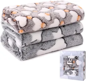 3 Pack Cat and Dog Blanket Soft & Warm Fleece Flannel Pet Blanket, Great Pet Throw Sleep Mat for Puppy Cats Small Dogs Cute Star/Love/Bone (Small 23" x 15")