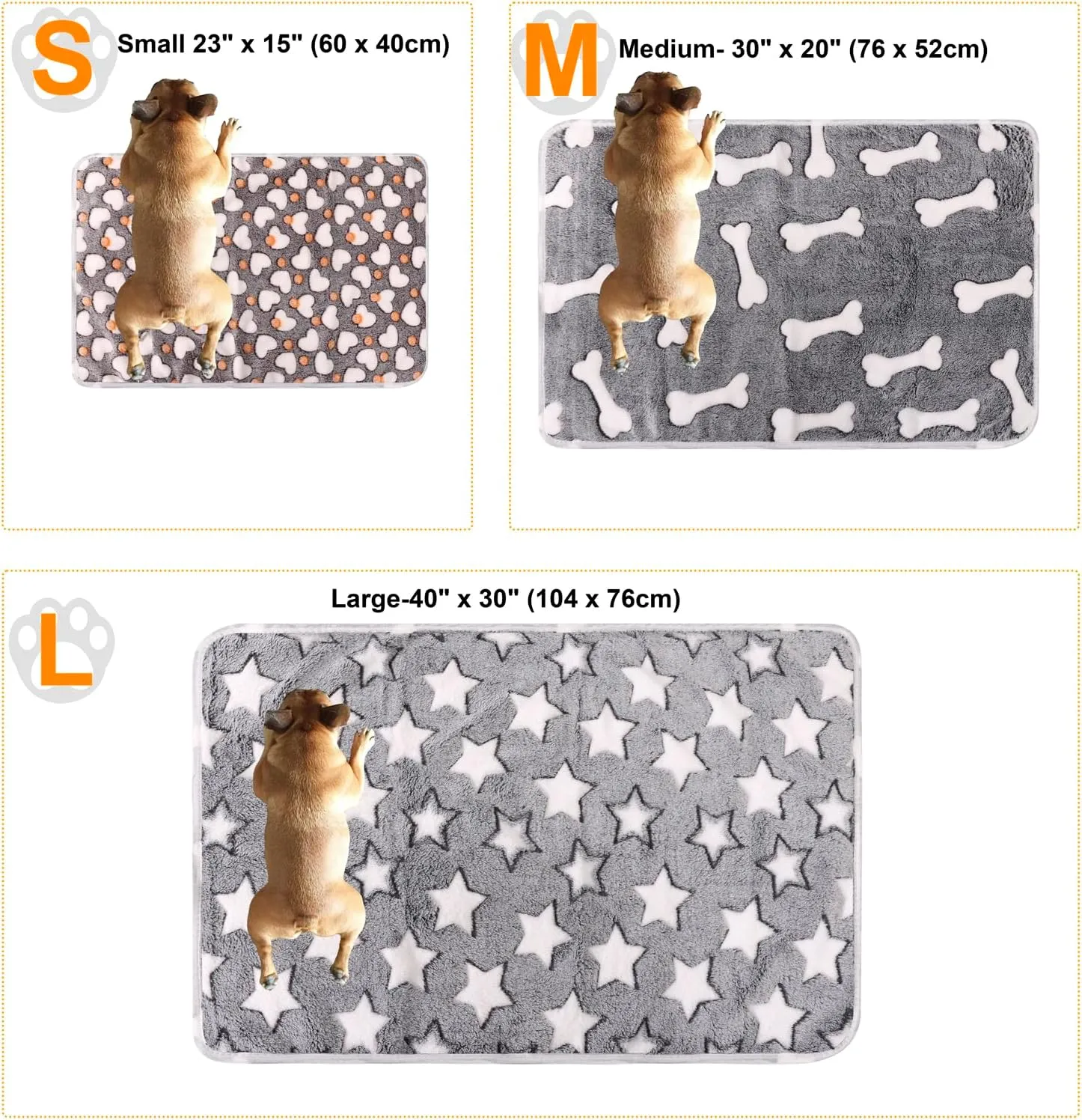 3 Pack Cat and Dog Blanket Soft & Warm Fleece Flannel Pet Blanket, Great Pet Throw Sleep Mat for Puppy Cats Small Dogs Cute Star/Love/Bone (Small 23" x 15")