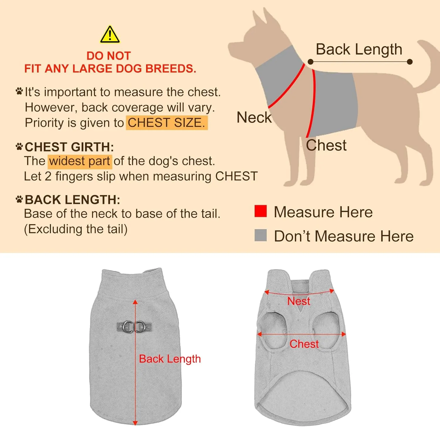 BEAUTYZOO Dog Fleece Vest Sweater Winter Jacket for Small and Medium Dogs with D-Ring Leash Cold Weather Coat Hoodie for XS S M Dogs Boy or Girls, Large