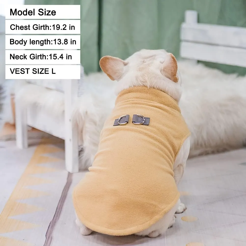 BEAUTYZOO Dog Fleece Vest Sweater Winter Jacket for Small and Medium Dogs with D-Ring Leash Cold Weather Coat Hoodie for XS S M Dogs Boy or Girls