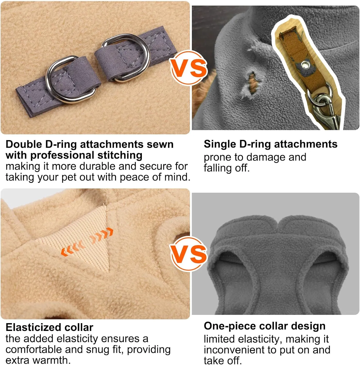 BEAUTYZOO Dog Fleece Vest Sweater Winter Jacket for Small and Medium Dogs with D-Ring Leash Cold Weather Coat Hoodie for XS S M Dogs Boy or Girls