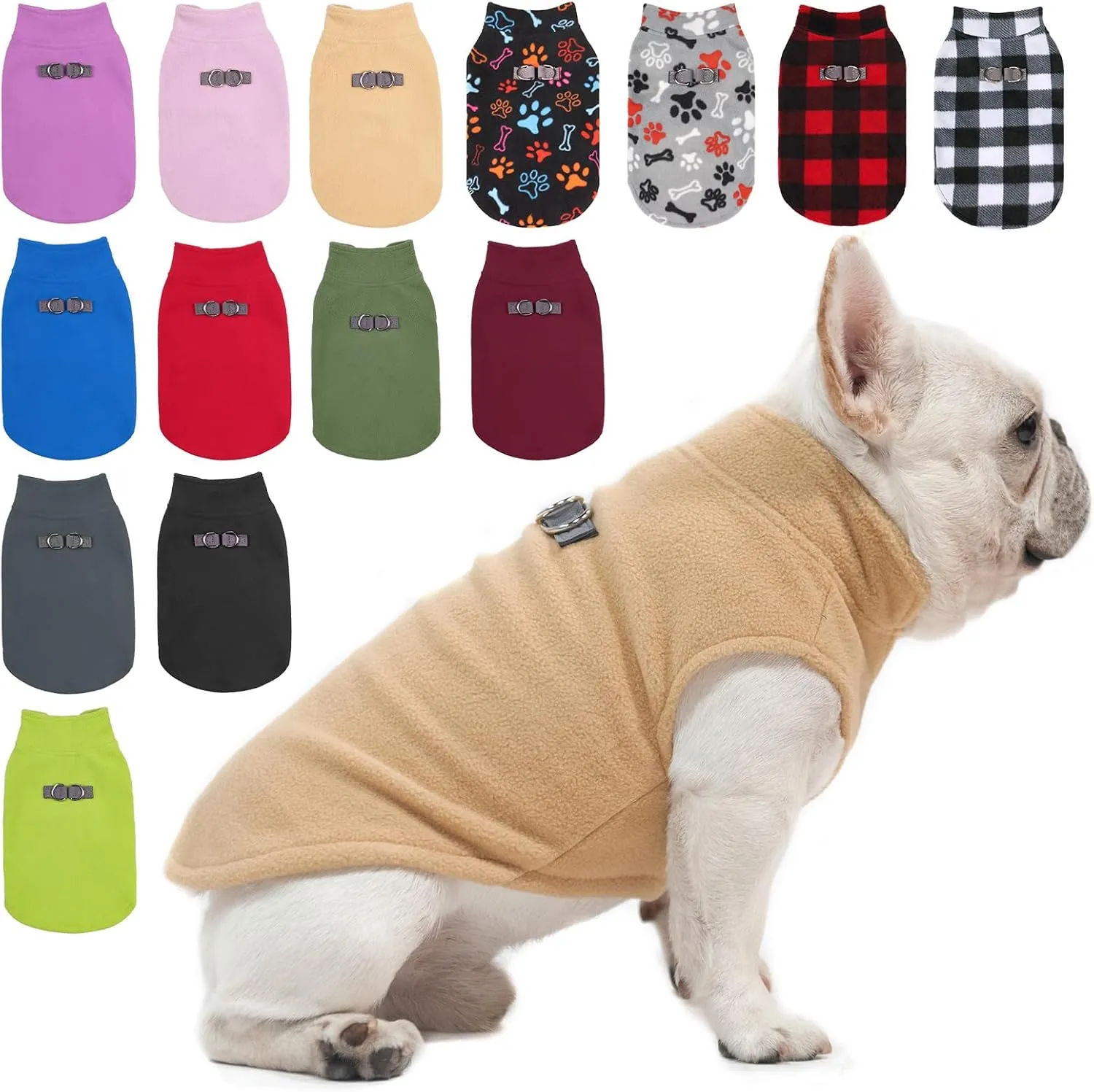 BEAUTYZOO Dog Fleece Vest Sweater Winter Jacket for Small and Medium Dogs with D-Ring Leash Cold Weather Coat Hoodie for XS S M Dogs Boy or Girls