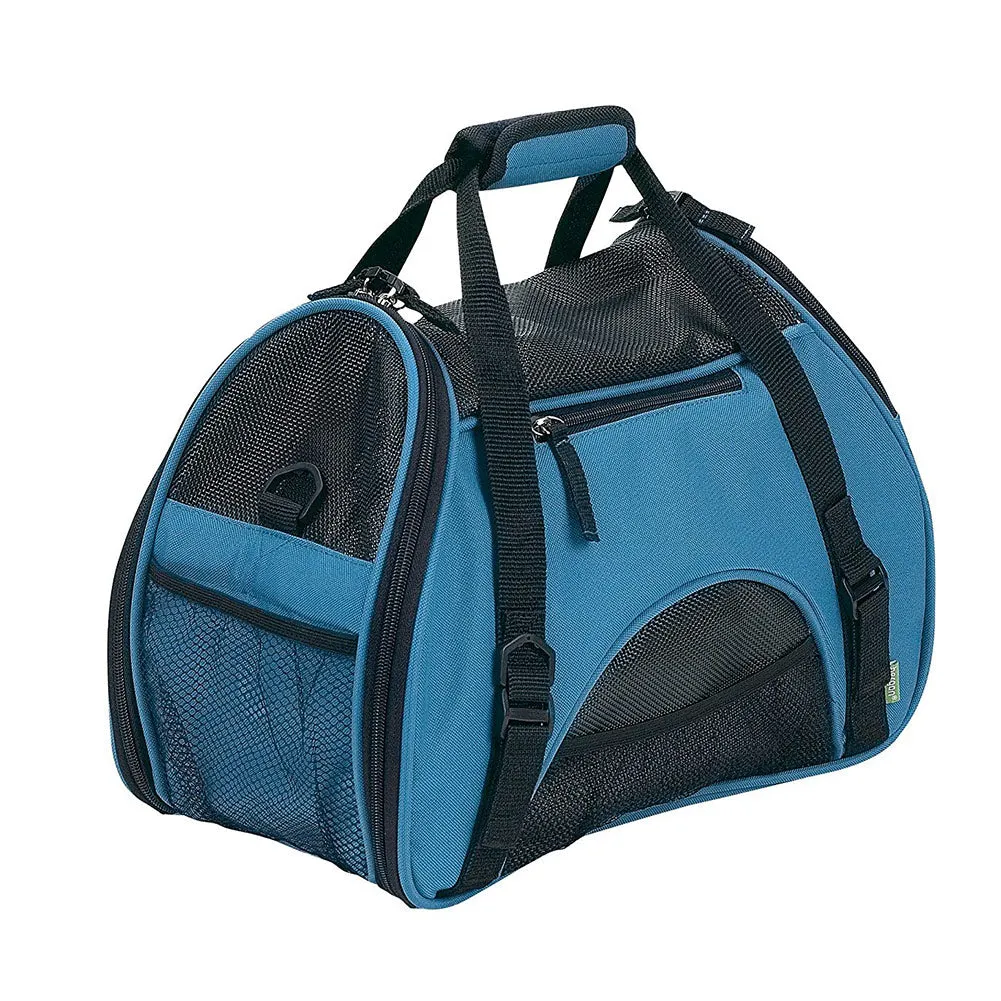 Bergan Pet Comfort Carrier With Safety Belt Loop, Blue, 17x8x11.5
