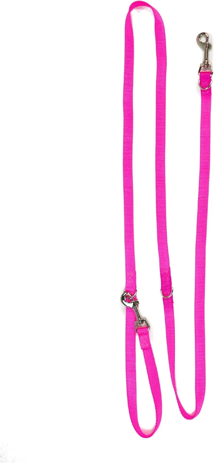 Blue-9 Multi-Function Hands Free Dog Leash, Double Attachment 6 Foot Adjustable Lead for Obedience, Running, and Agility Training, Made in The USA, Hot Pink, Small/Medium
