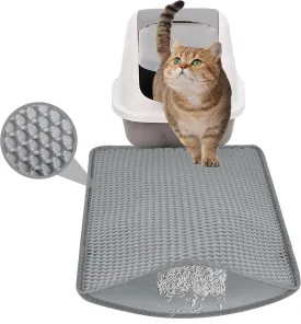 cat litter mat Gray(19" x 15"), Waterproof, Double layer, Odor-Free, Easy to clean