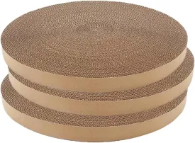 Cat Scratching Board for Indoor Cats,Scratch Pad Pro for Cats,Round Cat Scratcher Refill,Natural Recycled Corrugated Cardboard Supports Pet Behavior and Relieves Stress- 3 Count
