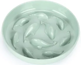 Cat Slow Feeder Bowl, Anti Gulping Healthy Eating Diet Pet Food Bowl, Non-Slip Whale Shape Design and Raised Rim Spill Proof Slow Bowl for Kitten (Green)