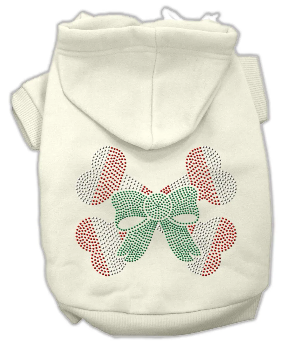 Christmas Pet Dog & Cat Hoodie Rhinestone, "Candy Cane Crossbones"