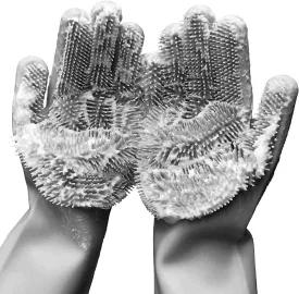Cleaning Gloves Dishwashing Cleaning Scrubber Glove for Housework, Kitchen, Bathroom Cleaning 1 Pair (13.6" Large)