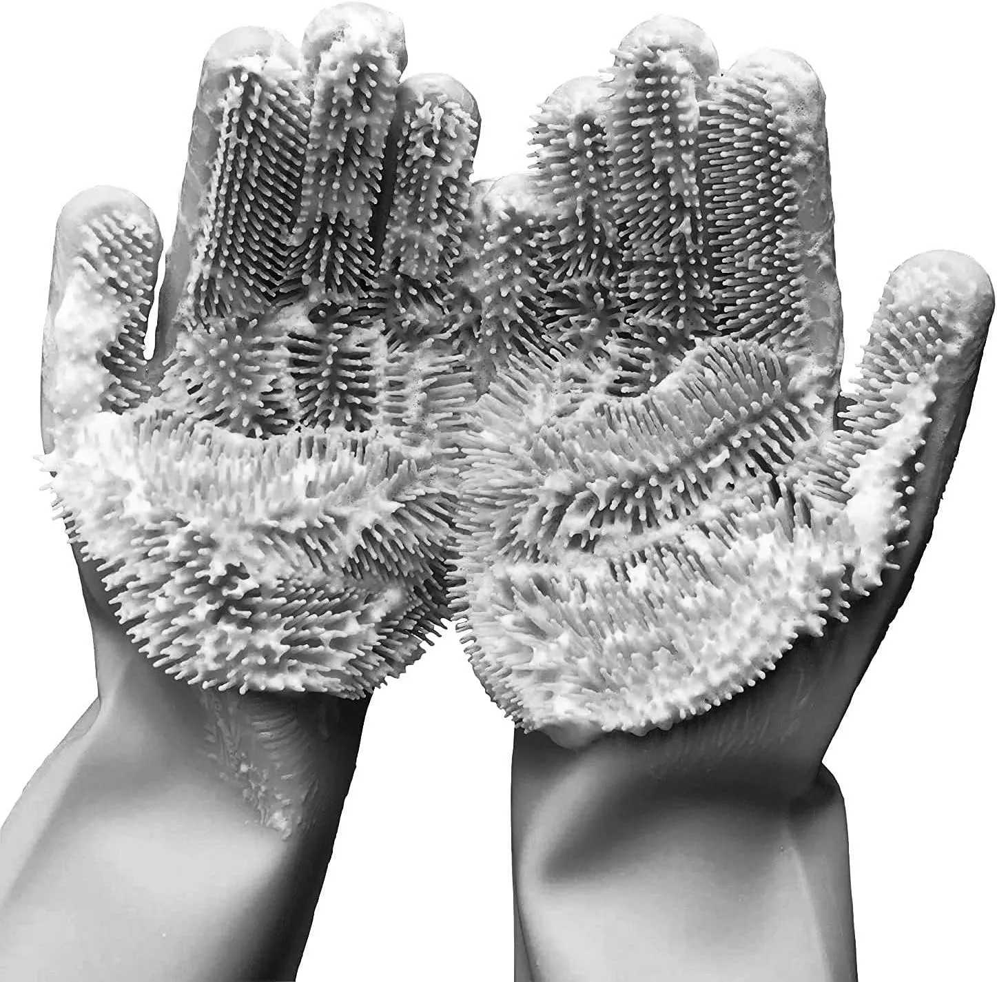 Cleaning Gloves Dishwashing Cleaning Scrubber Glove for Housework, Kitchen, Bathroom Cleaning 1 Pair (13.6" Large)