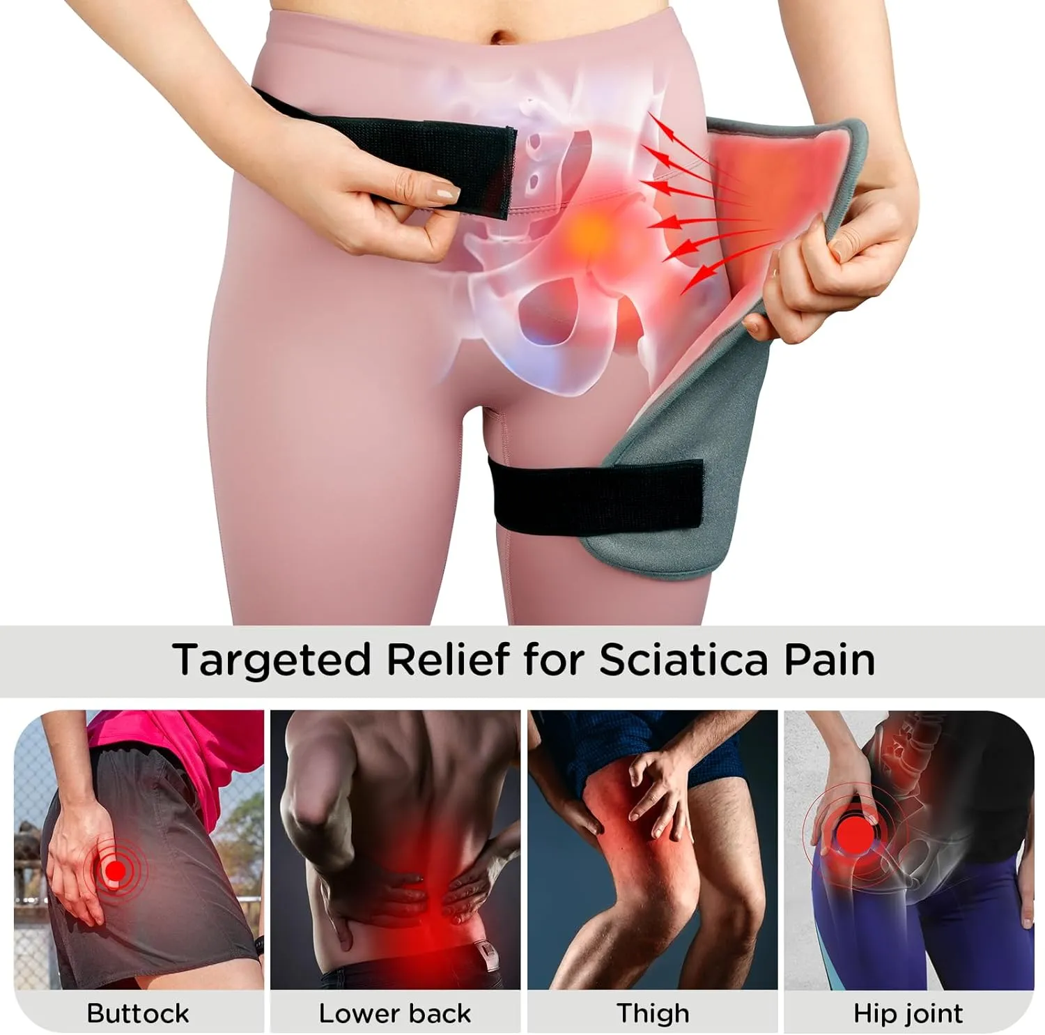 Comfytemp Hip Heating Pad for Hip/Sciatica Pain Relief, FSA HSA Eligible Hip Brace, Fathers Day Dad Gifts Birthday Gift for Mom, Lower Back/Thigh/Buttock Electric Heat Pad, Hot Physical Therapy(L/XL)