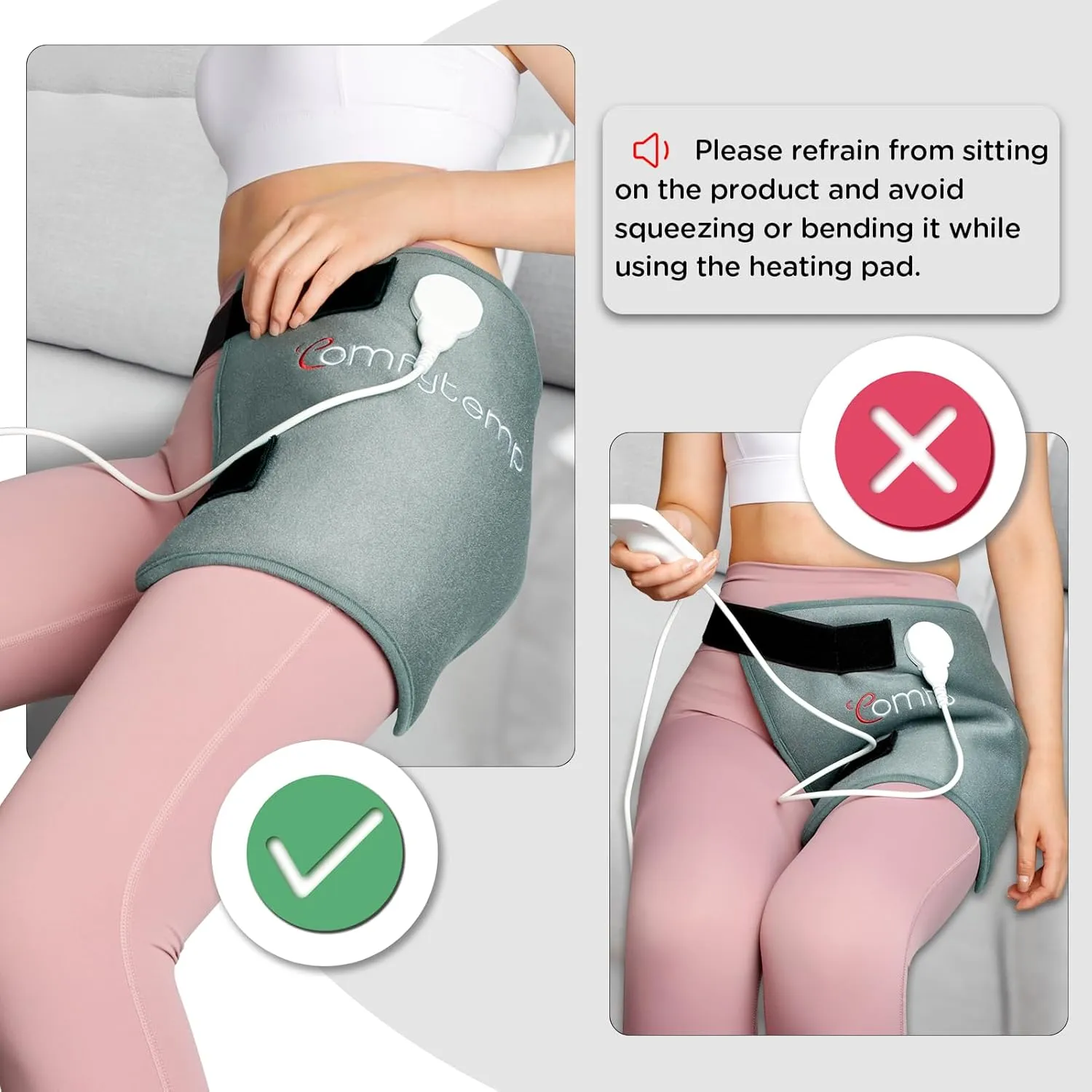Comfytemp Hip Heating Pad for Hip/Sciatica Pain Relief, FSA HSA Eligible Hip Brace, Fathers Day Dad Gifts Birthday Gift for Mom, Lower Back/Thigh/Buttock Electric Heat Pad, Hot Physical Therapy(L/XL)