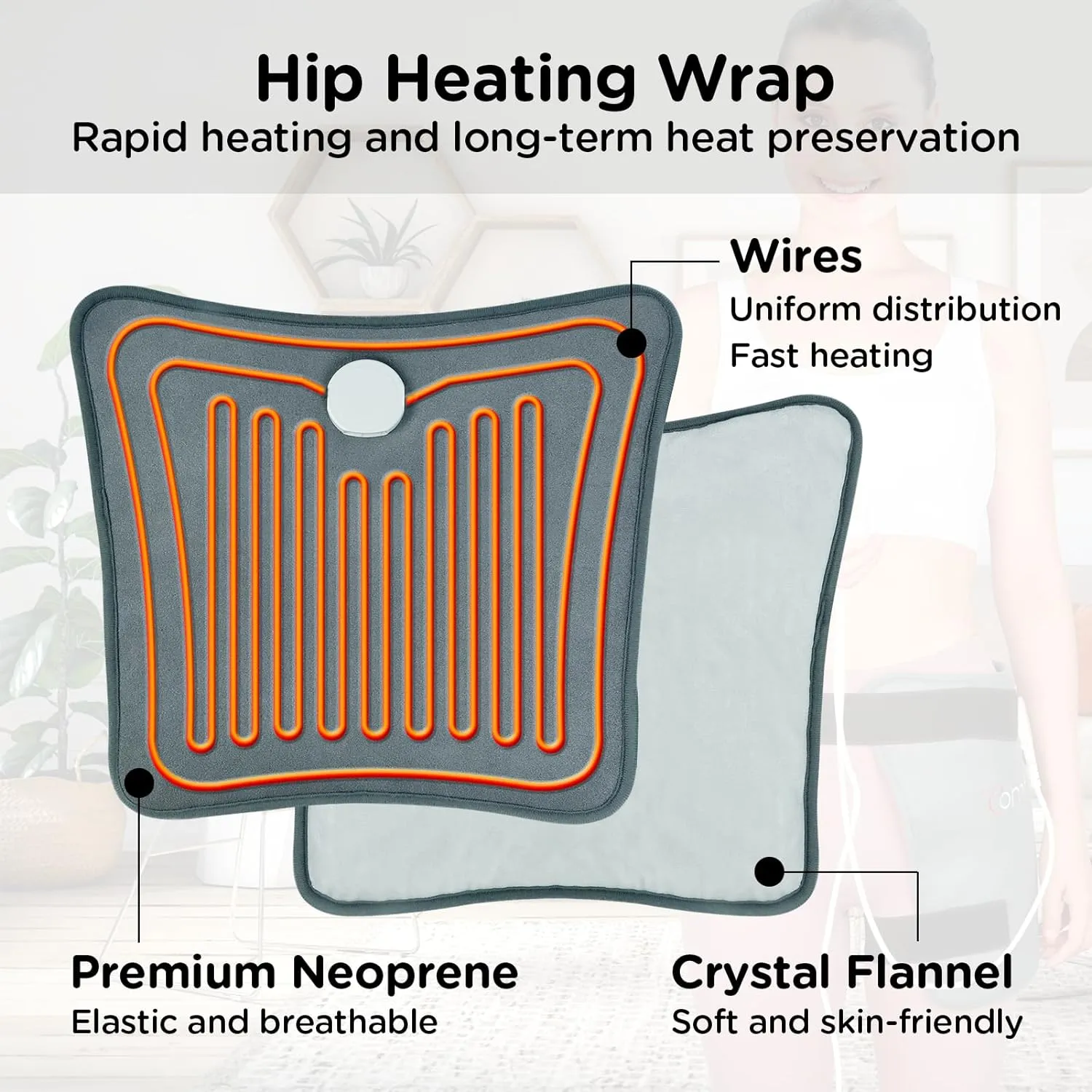 Comfytemp Hip Heating Pad for Hip/Sciatica Pain Relief, FSA HSA Eligible Hip Brace, Fathers Day Dad Gifts Birthday Gift for Mom, Lower Back/Thigh/Buttock Electric Heat Pad, Hot Physical Therapy(L/XL)