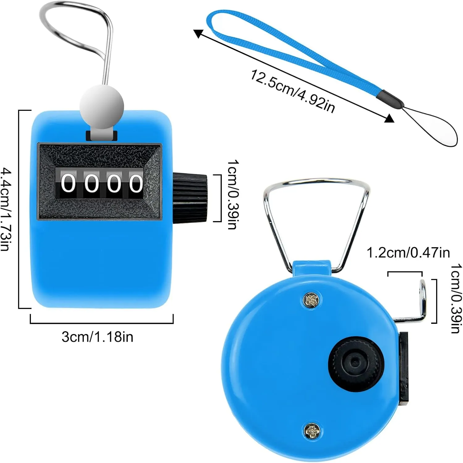 Counter Clicker 4-Digit Number Clicker Counter with Nylon Lanyard Mechanical Hand Tally Counter Pitch Counter Count Clicker for Coaching Knitting Golf School Sports Events Office