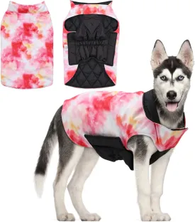 CuteBone Winter Dog Coat - Waterproof Windproof Reversible Vest, Thick Adjustable Cold Weather Jacket for Small Medium Large Dogs, Soft With Leash Hole GMF29L