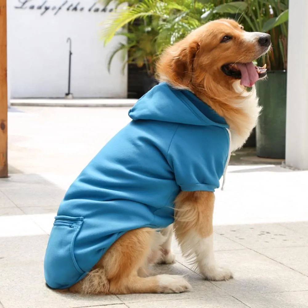 Dog Hoodie for Small Medium Large Dogs,Fleece Hoodie for Dogs with Zipper Pocket,Fall Winter Warm Cat Puppy Sweatshirts(Blue,3XL)