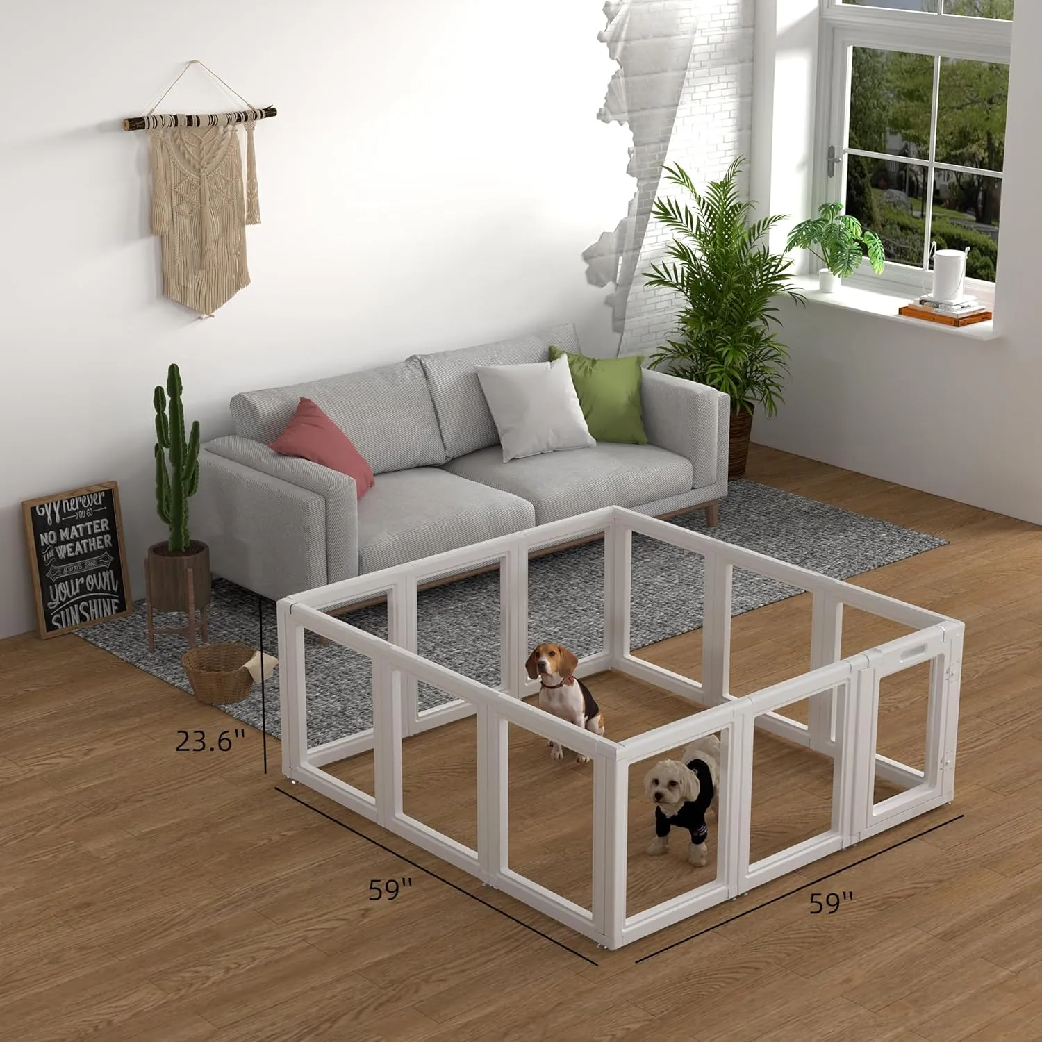 Dog Playpen,Dog Pen,Clear Dog Playpen, Acrylic Dog PenEasy to Install and Remove Dog Playpen and Kennel Playpen, Suitable for Dogs, Cats,Dog Playpen Indoor (White, 23.6" H, 12 Pieces)