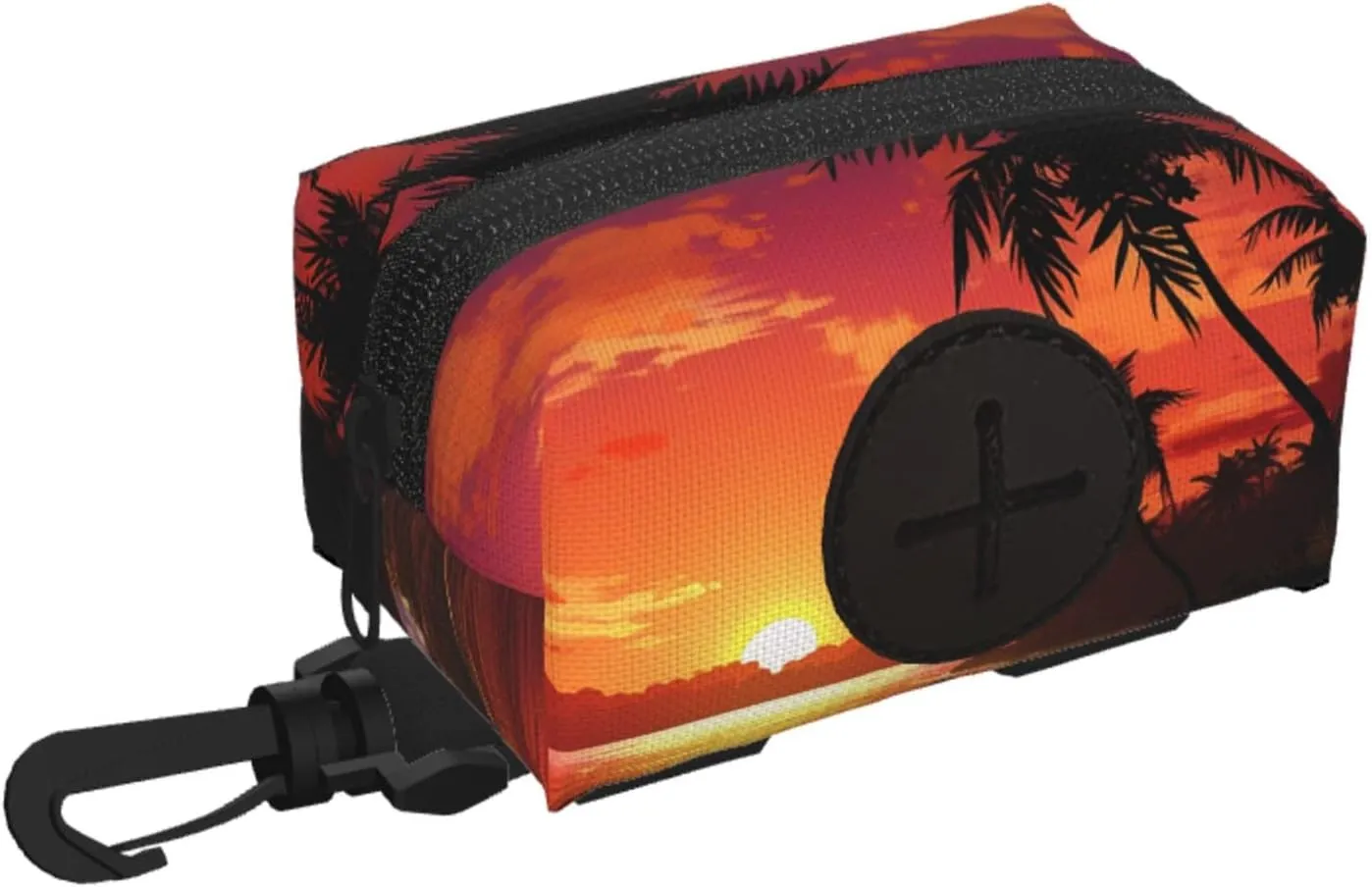 Dog Poop Bag Holder For Leash, Lightweight Dispenser For Pet Waste Bags Tropical Sunset Seaside Puppy Potty Carrier Small Doggy Zipper Pouch With Carabiner Clip