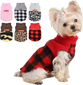 Dog Sweaters for Small Dogs Boy Girl, Plaid New Year Dog Sweater Fleece Dog Clothes Vest, Stretchy XSmall Dog Sweater Pet Clothes, Chihuahua Teacup Puppy Clothes
