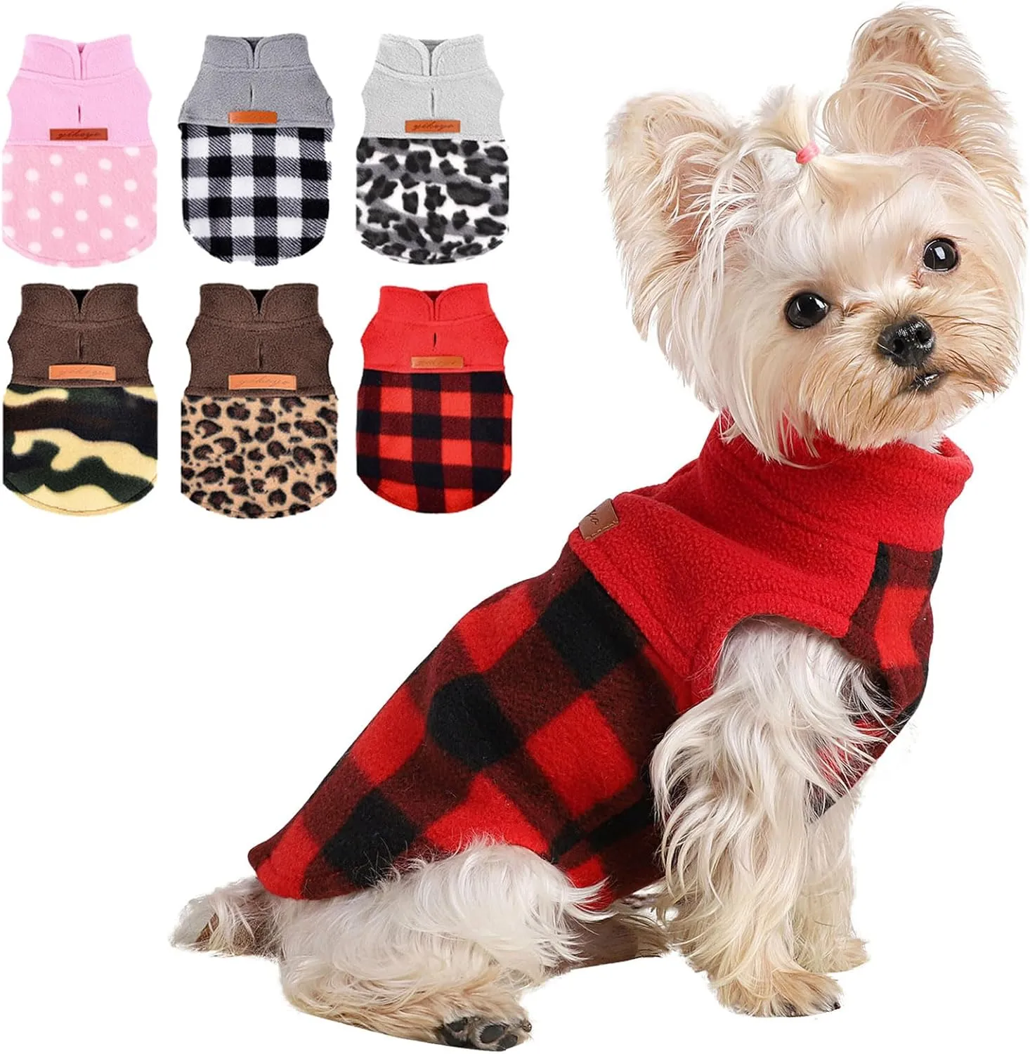Dog Sweaters for Small Dogs Boy Girl, Plaid New Year Dog Sweater Fleece Dog Clothes Vest, Stretchy XSmall Dog Sweater Pet Clothes, Chihuahua Teacup Puppy Clothes