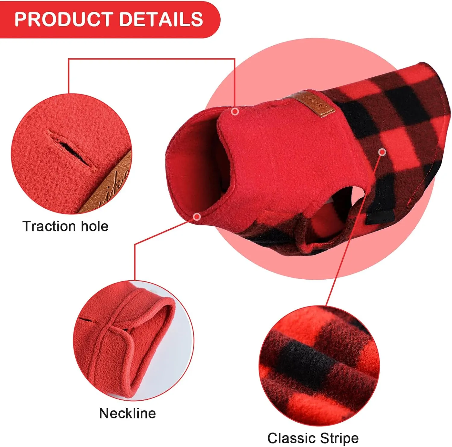 Dog Sweaters for Small Dogs Boy Girl, Plaid New Year Dog Sweater Fleece Dog Clothes Vest, Stretchy XSmall Dog Sweater Pet Clothes, Chihuahua Teacup Puppy Clothes