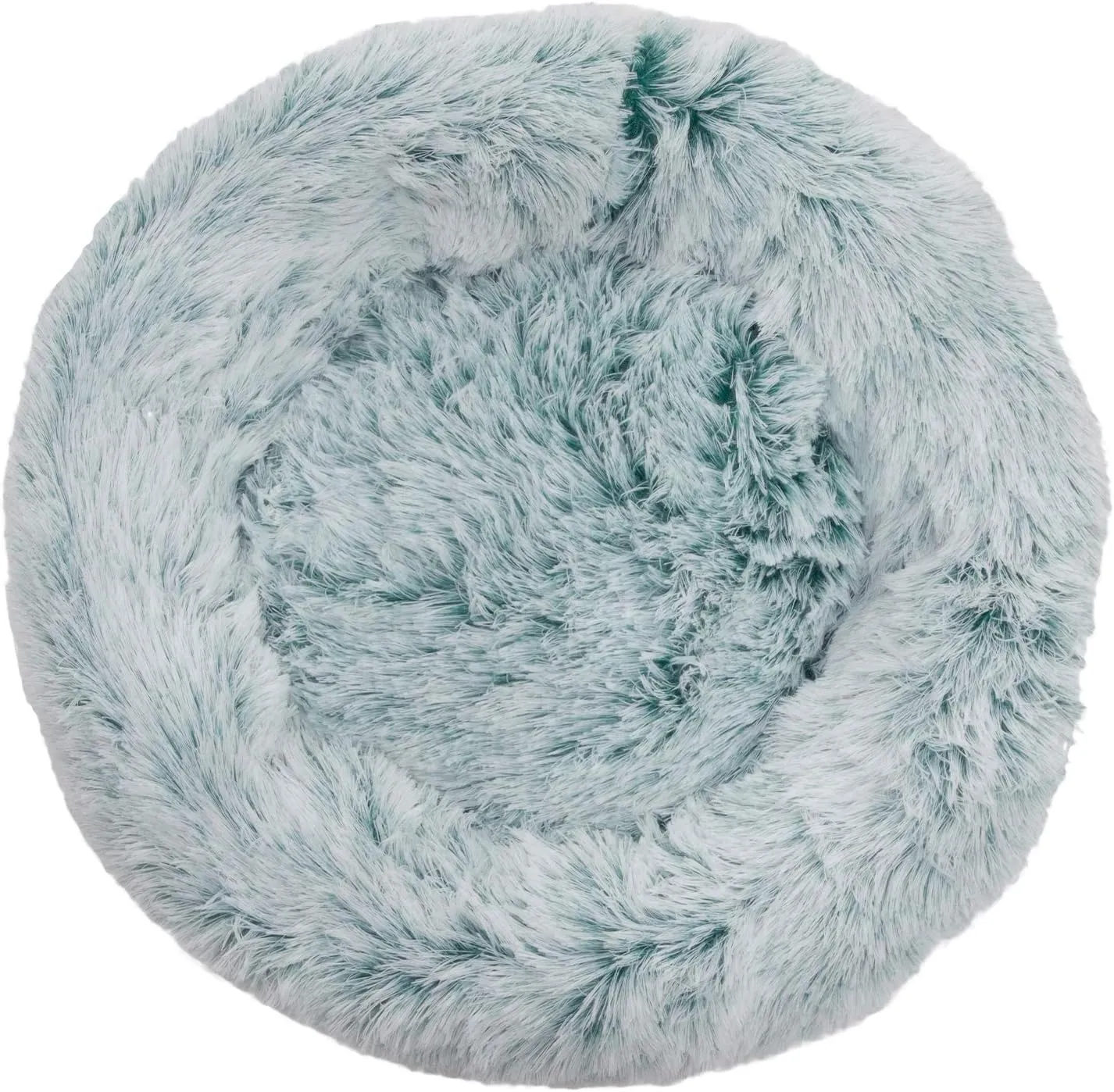 Donut Cat Bed-Pet Calming Bed,Deep Sleeping Luxury Shag Fuax Fur Donut Cuddler for Puppy Small Dog Bed,Self Warming Indoor Round Pillow Cuddler (24"*24", Green)