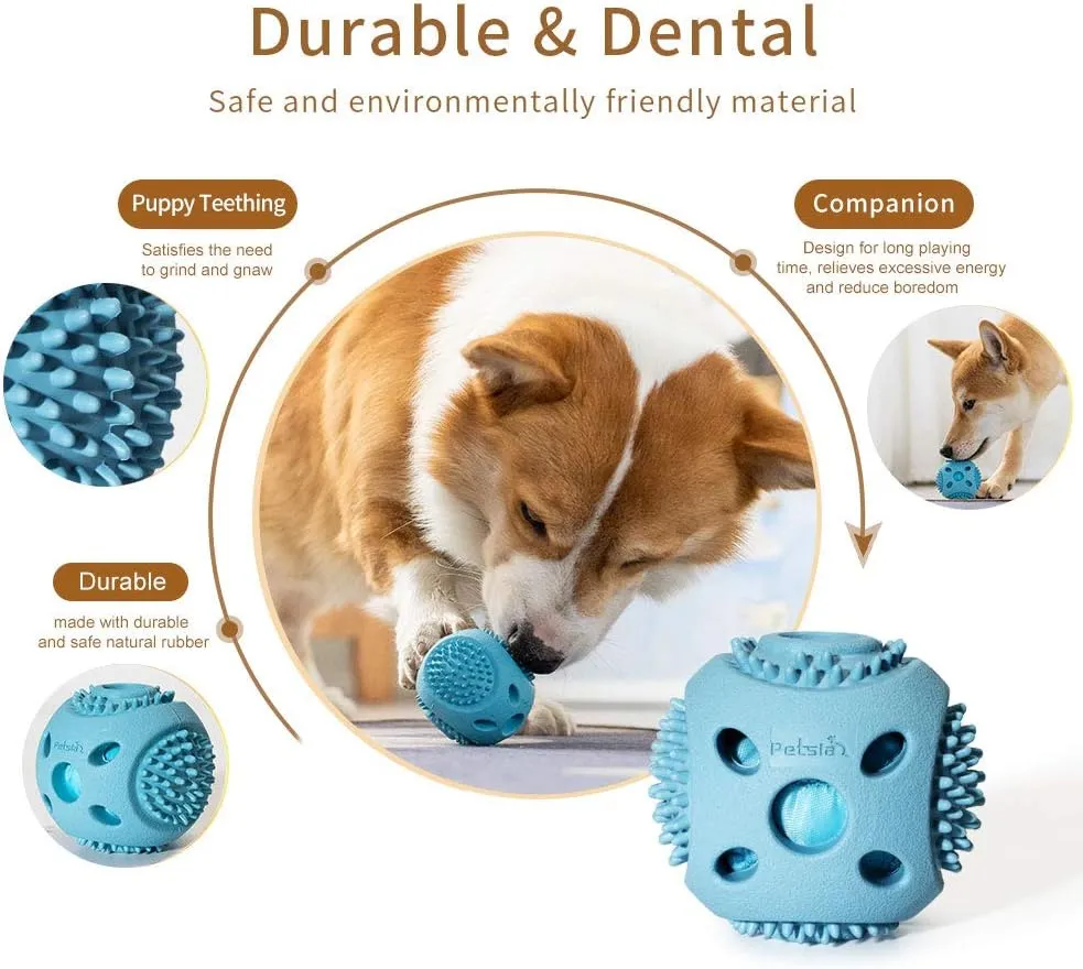 Durable Squeaky Dog Balls for Small Medium Dogs and Puppies - Rubber Balls for Moderate Chewers Play Fetch and Promotes Dental Health Blue