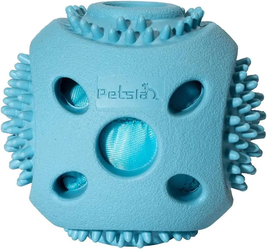 Durable Squeaky Dog Balls for Small Medium Dogs and Puppies - Rubber Balls for Moderate Chewers Play Fetch and Promotes Dental Health Blue