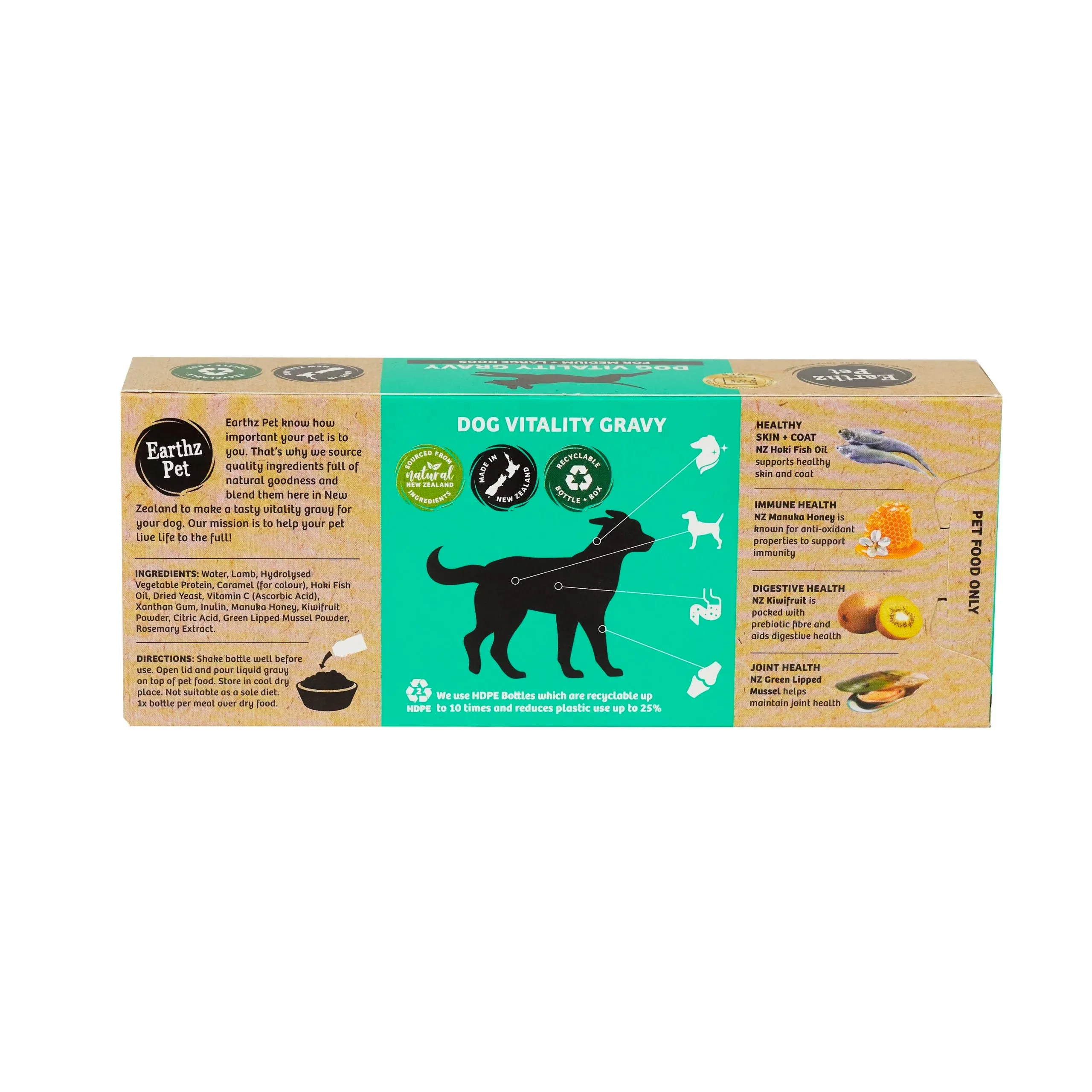 Earthz Pet Lamb Dog Vitality Gravy - Medium/Large Dog (5x50mL Pack)