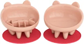 Elevated Slow Feeder Cat Bowls, Anti-Vomiting Cat Food Tilted Bowl with Non-Slip Mat, Whisker Friendly Food Dish Bowls are Custom-Designed for Senior Cats and Small Dogs (Pink)
