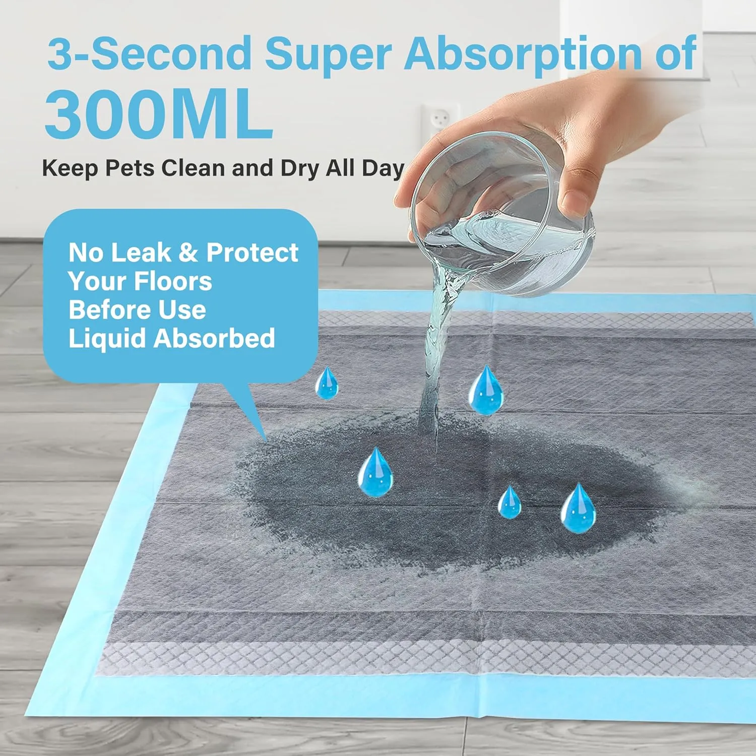 FluffyDream Super Absorbent Waterproof Dog and Puppy Pet Training Pad, Housebreaking Pet Pad, Small-Size, Blue, 17.5"x 23.5"(50 PCS), Odor Control