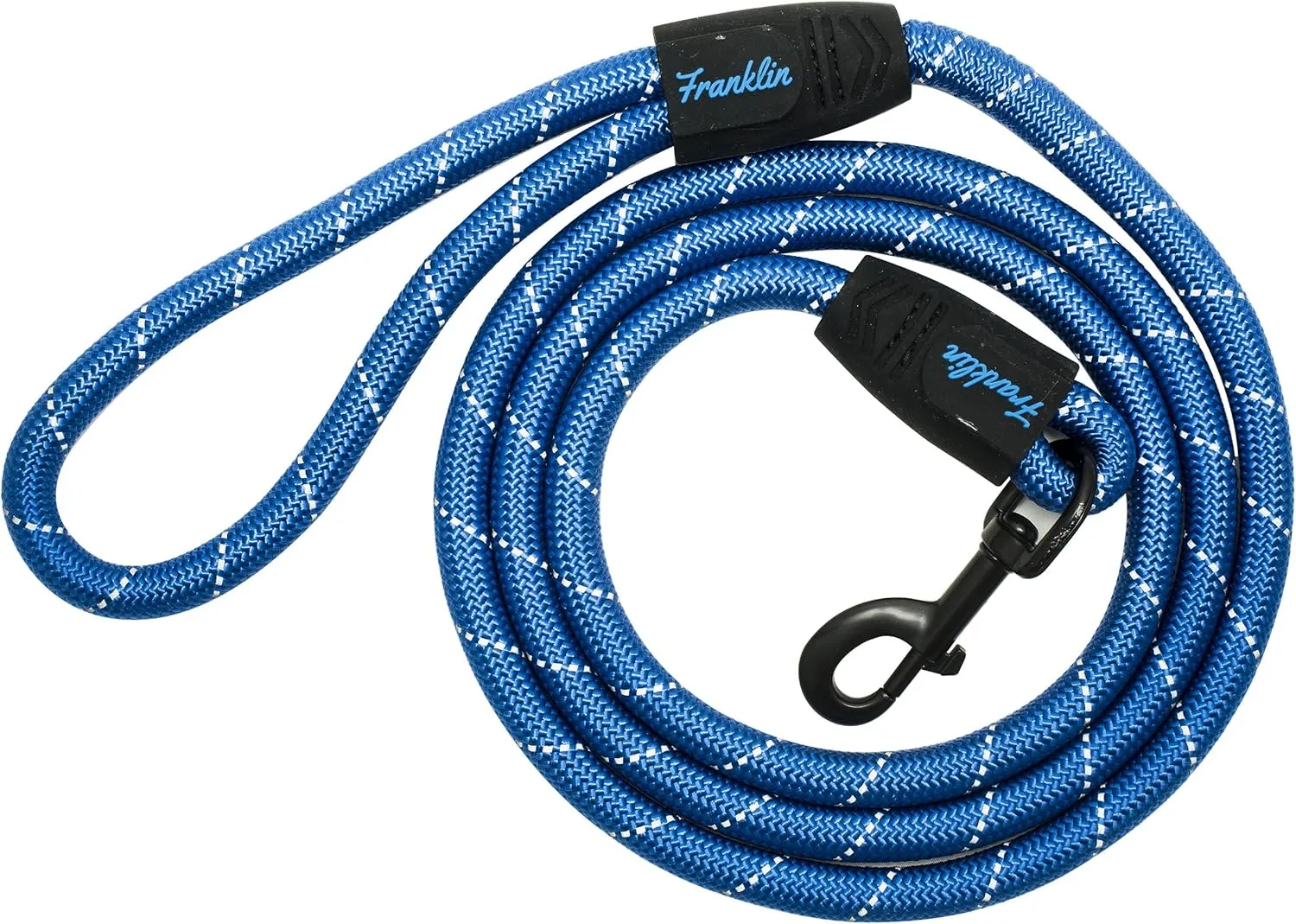 Franklin Sports Pet Supply Co. Nylon Dog Leash  Rope  Reflective  Dog Training  6 Foot  Dog Walking  Ultra Strong  Blue