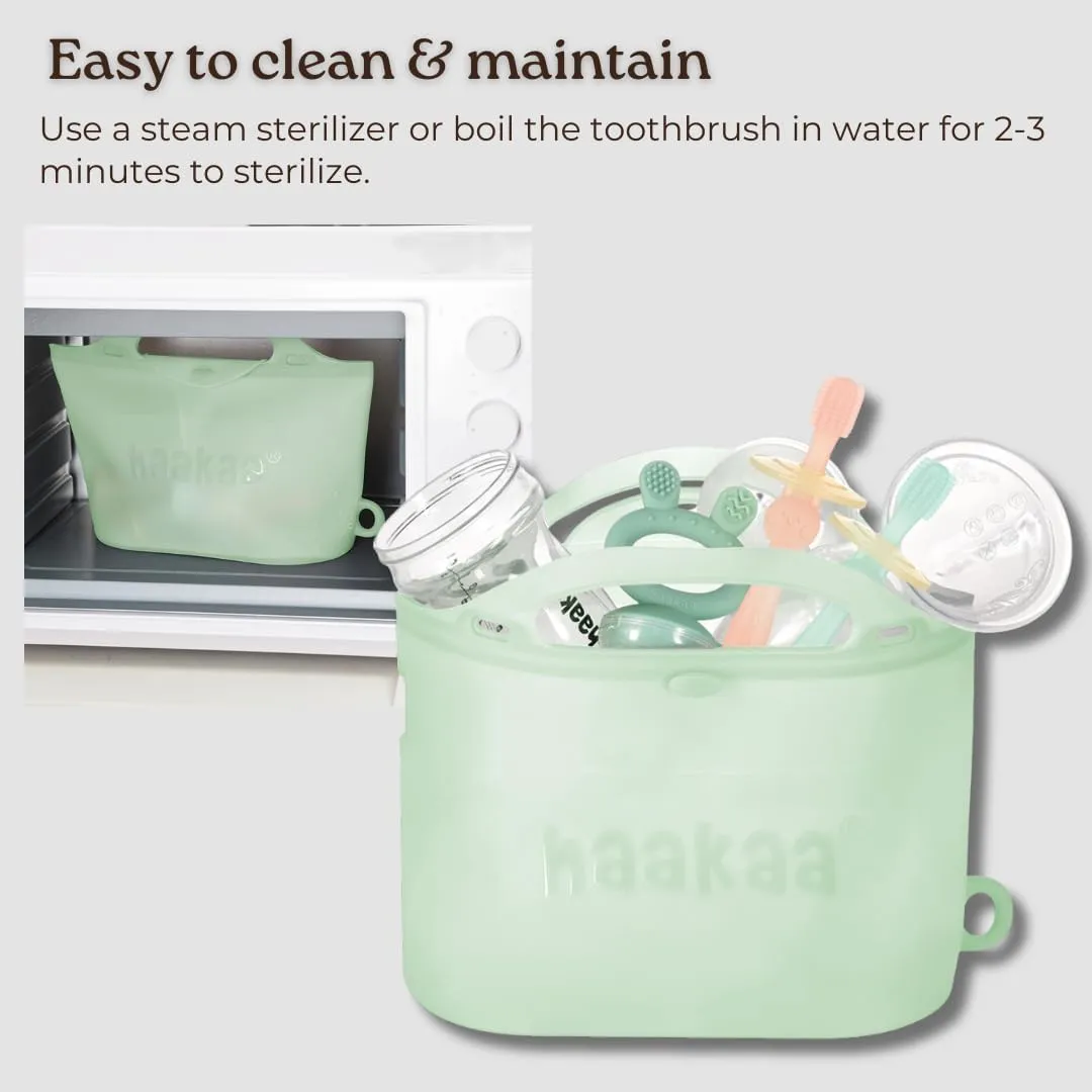 Haakaa 360 Silicone Baby Toothbrush  100% Soft Food Grade Silicone, BPA-Free, Suction Base, Safe for Babies 6 Months , Gentle Gum and Teeth Cleaning for Infants, Gum Massager (Pink)