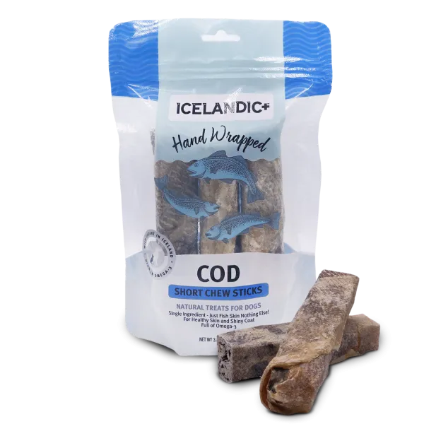 Icelandic Hand Wrapped Cod Skin Chew 5" 3pk