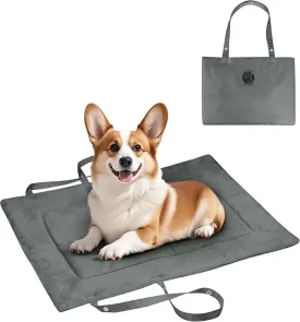 Kritter Planet Reversible Waterproof Foldable Dog Bed Pad for Camping & Travel, Portable Roll-Up Dog Bed Car Seat Pet Cushion Mat with Handles for Small & Medium Dogs, Indoor & Outdoor Use