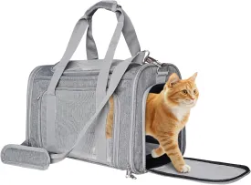 L&W BROS. Airline Approved Cat Carrier - Soft Sided Pet Travel Bag for Cats and Small Dogs Under 16 lbs TSA Approved Pet Carrier in Cabin (Gray)