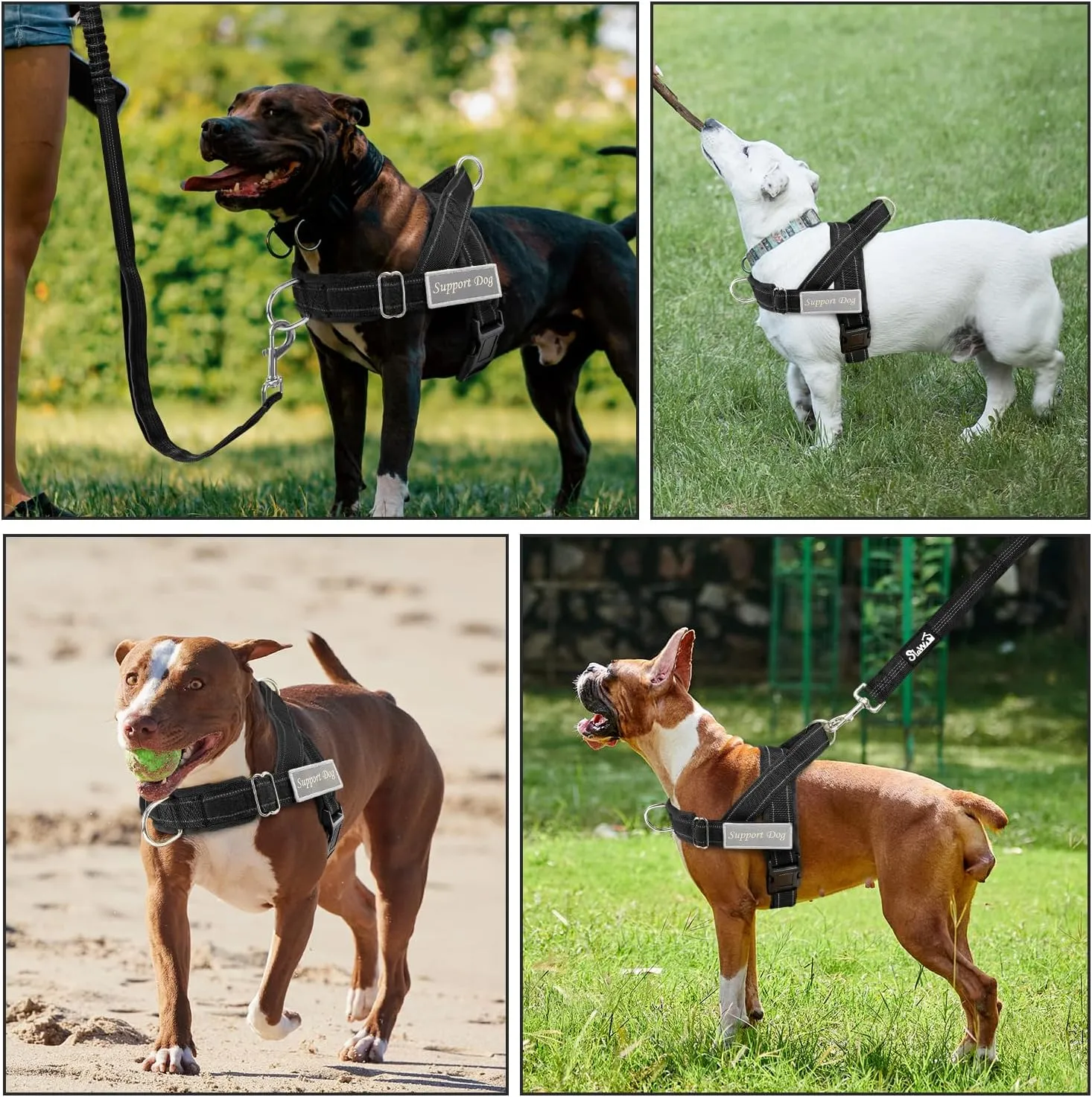 Lukovee No Pull Dog Harness & Leash Set - Heavy Duty Dog Vest Harness with Soft Padded for Medium Large Dogs, Adjustable Reflective Tactical Pet Harness for Easy Walk and Training (XL, Black)