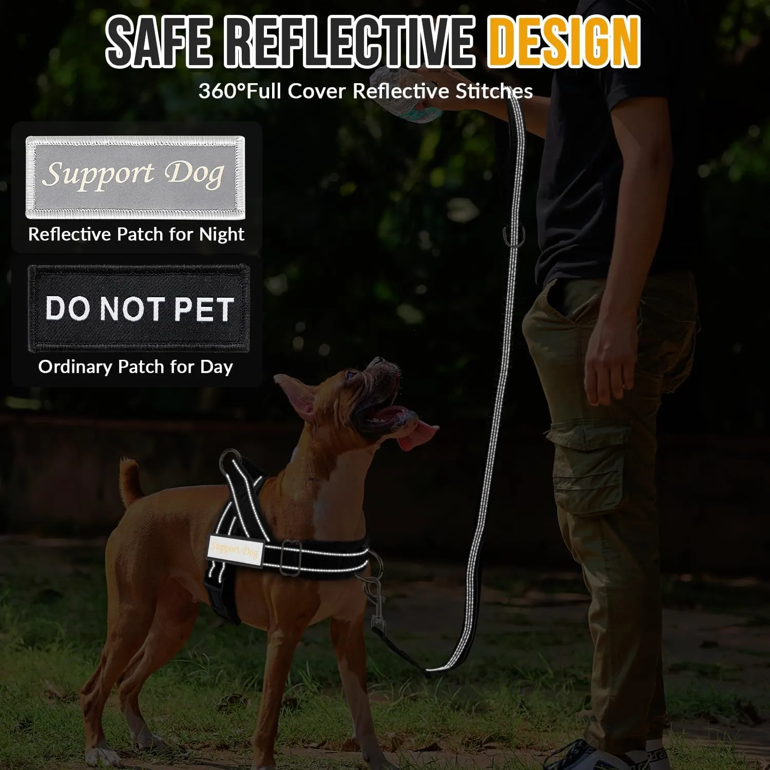 Lukovee No Pull Dog Harness & Leash Set - Heavy Duty Dog Vest Harness with Soft Padded for Medium Large Dogs, Adjustable Reflective Tactical Pet Harness for Easy Walk and Training (XL, Black)