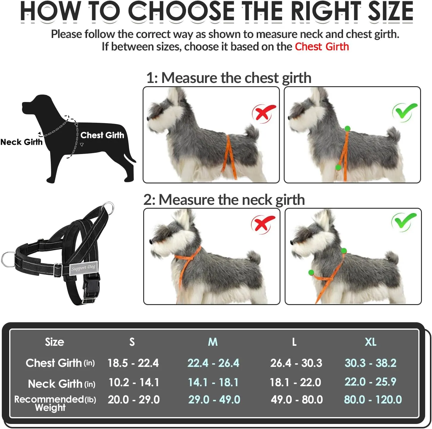 Lukovee No Pull Dog Harness & Leash Set - Heavy Duty Dog Vest Harness with Soft Padded for Medium Large Dogs, Adjustable Reflective Tactical Pet Harness for Easy Walk and Training (XL, Black)