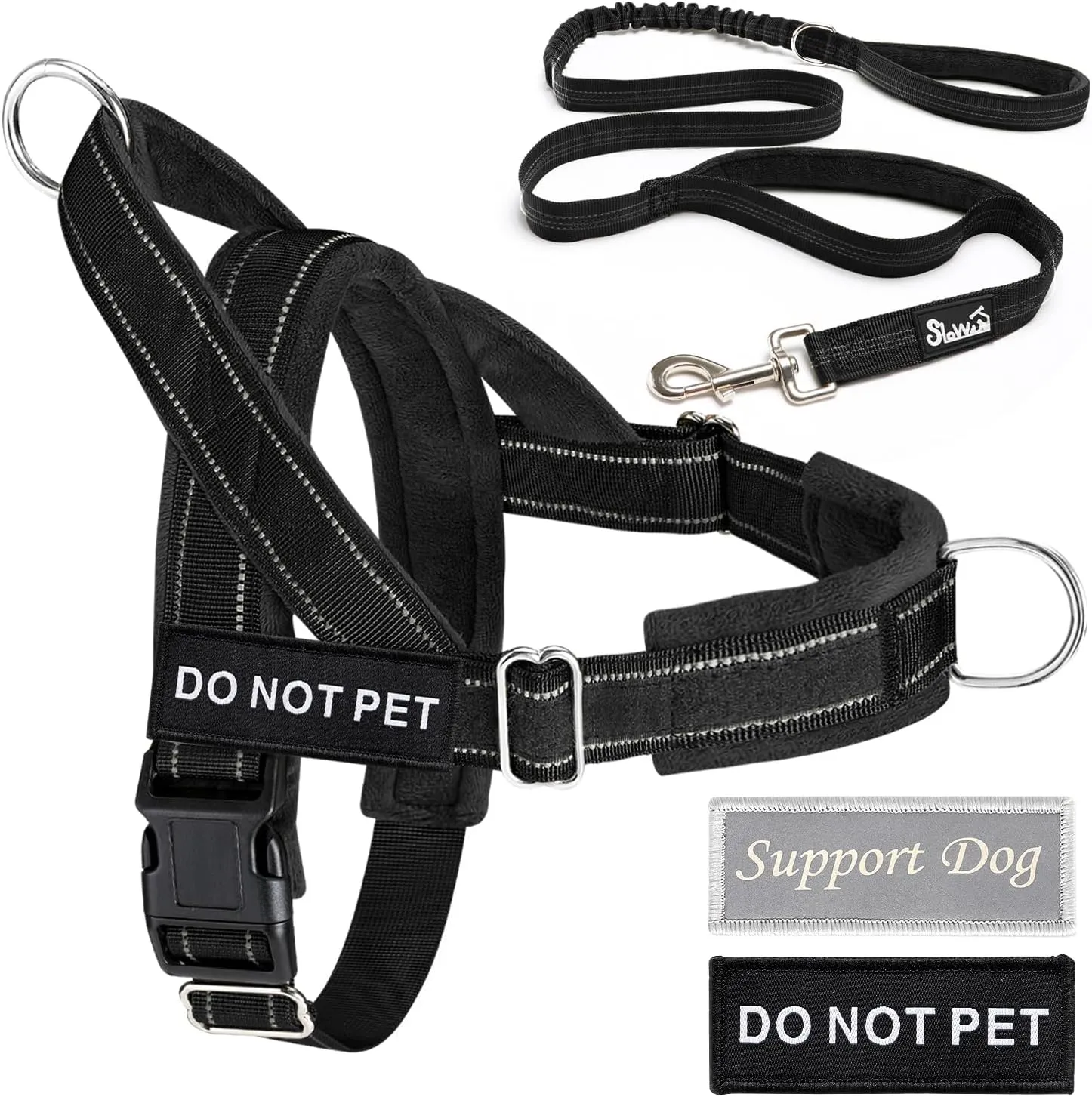 Lukovee No Pull Dog Harness & Leash Set - Heavy Duty Dog Vest Harness with Soft Padded for Medium Large Dogs, Adjustable Reflective Tactical Pet Harness for Easy Walk and Training (XL, Black)