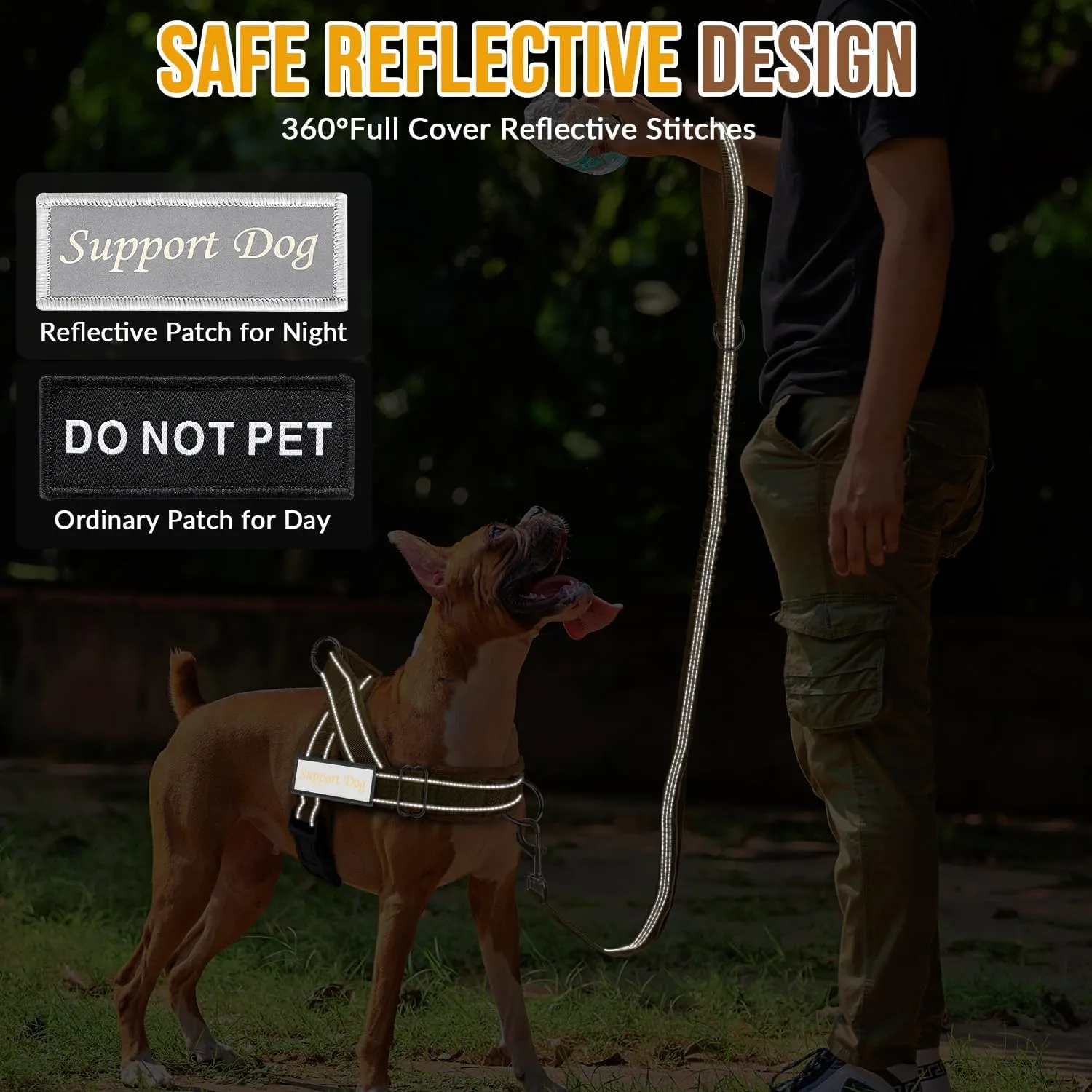 Lukovee No Pull Dog Harness & Leash Set - Heavy Duty Dog Vest Harness with Soft Padded for Medium Large Dogs, Adjustable Reflective Tactical Pet Harness for Easy Walk and Training (XL, Yellow)
