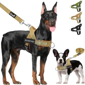 Lukovee No Pull Dog Harness & Leash Set - Heavy Duty Dog Vest Harness with Soft Padded for Medium Large Dogs, Adjustable Reflective Tactical Pet Harness for Easy Walk and Training (XL, Yellow)