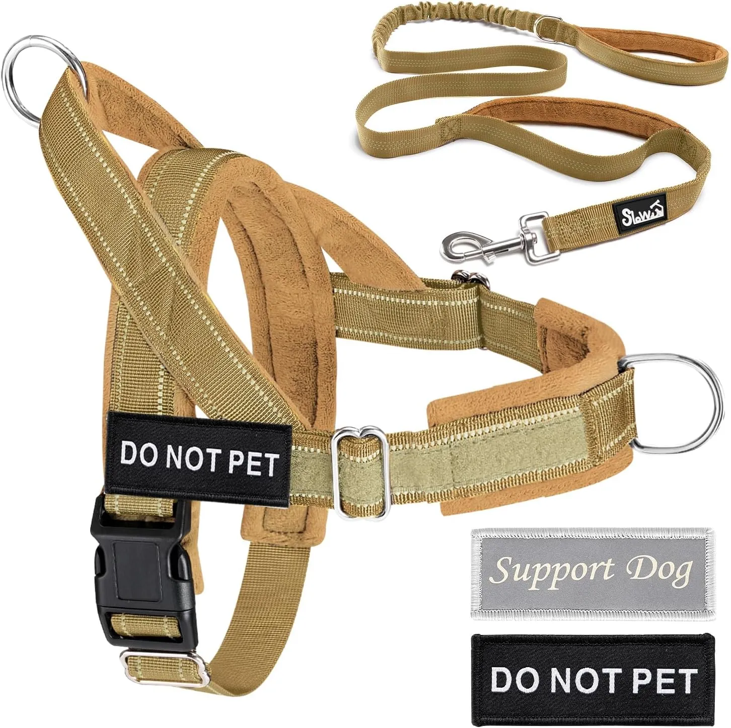 Lukovee No Pull Dog Harness & Leash Set - Heavy Duty Dog Vest Harness with Soft Padded for Medium Large Dogs, Adjustable Reflective Tactical Pet Harness for Easy Walk and Training (XL, Yellow)