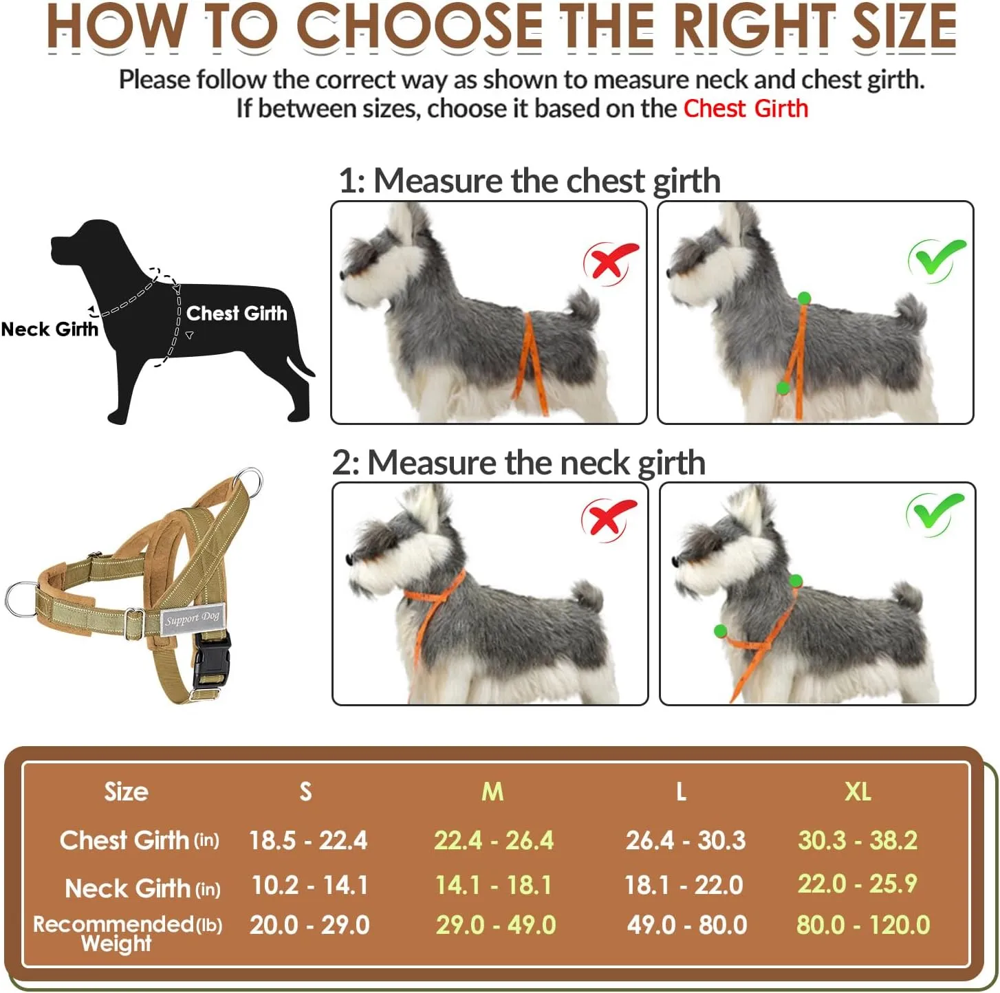 Lukovee No Pull Dog Harness & Leash Set - Heavy Duty Dog Vest Harness with Soft Padded for Medium Large Dogs, Adjustable Reflective Tactical Pet Harness for Easy Walk and Training (XL, Yellow)