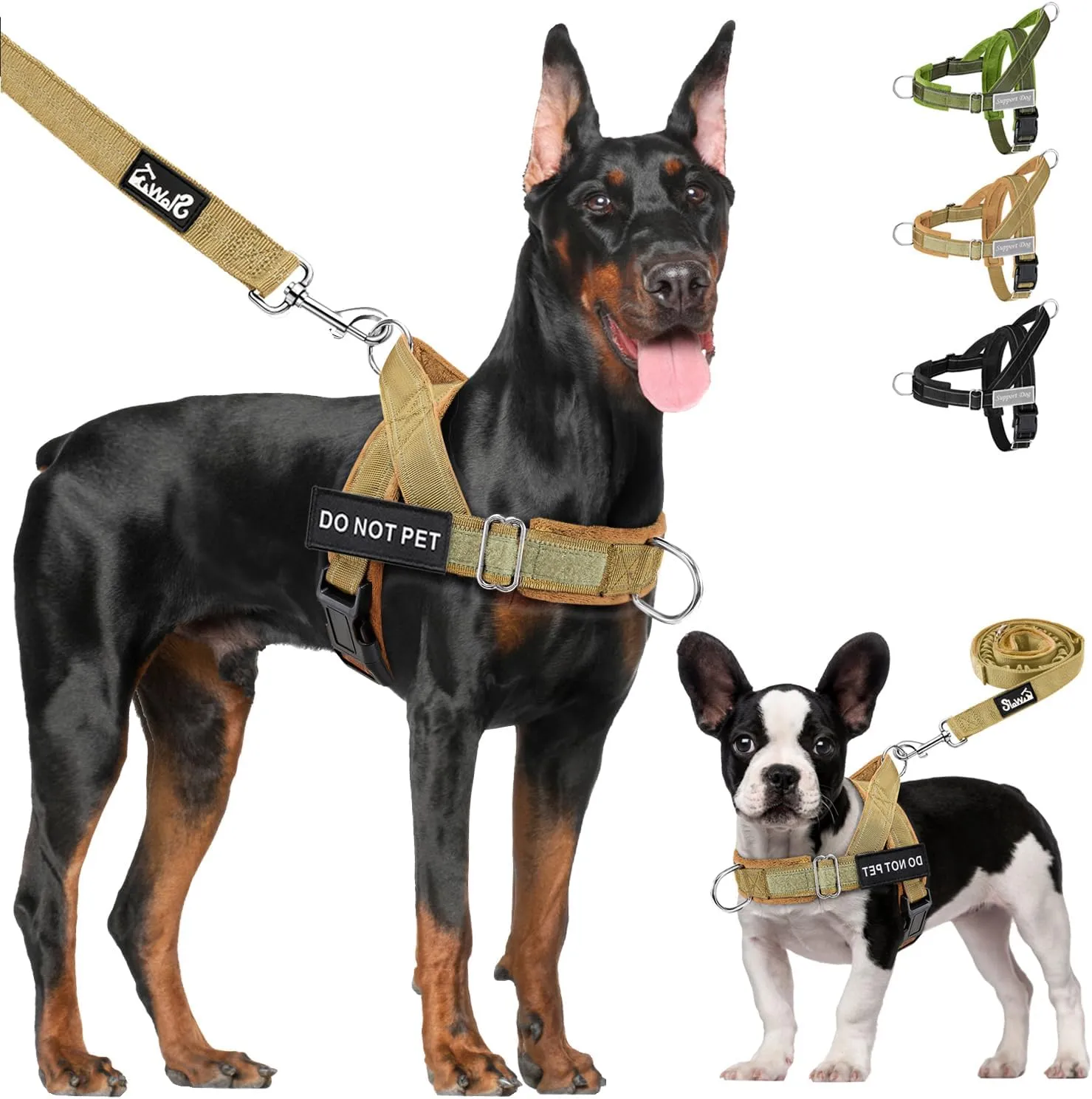 Lukovee No Pull Dog Harness & Leash Set - Heavy Duty Dog Vest Harness with Soft Padded for Medium Large Dogs, Adjustable Reflective Tactical Pet Harness for Easy Walk and Training (XL, Yellow)